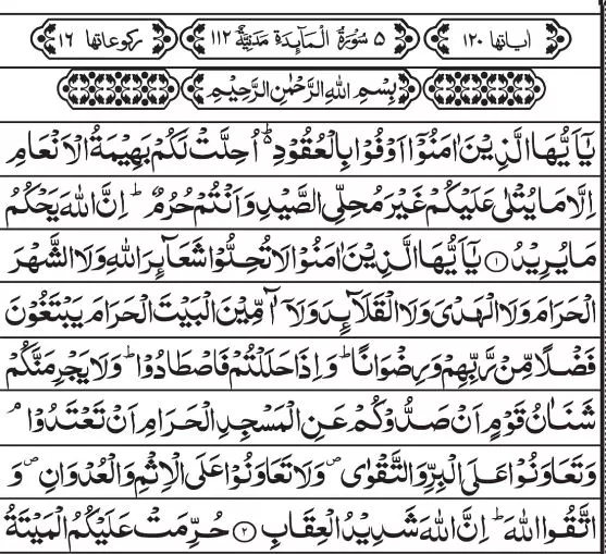 Surah Maidah With Urdu Translation  1